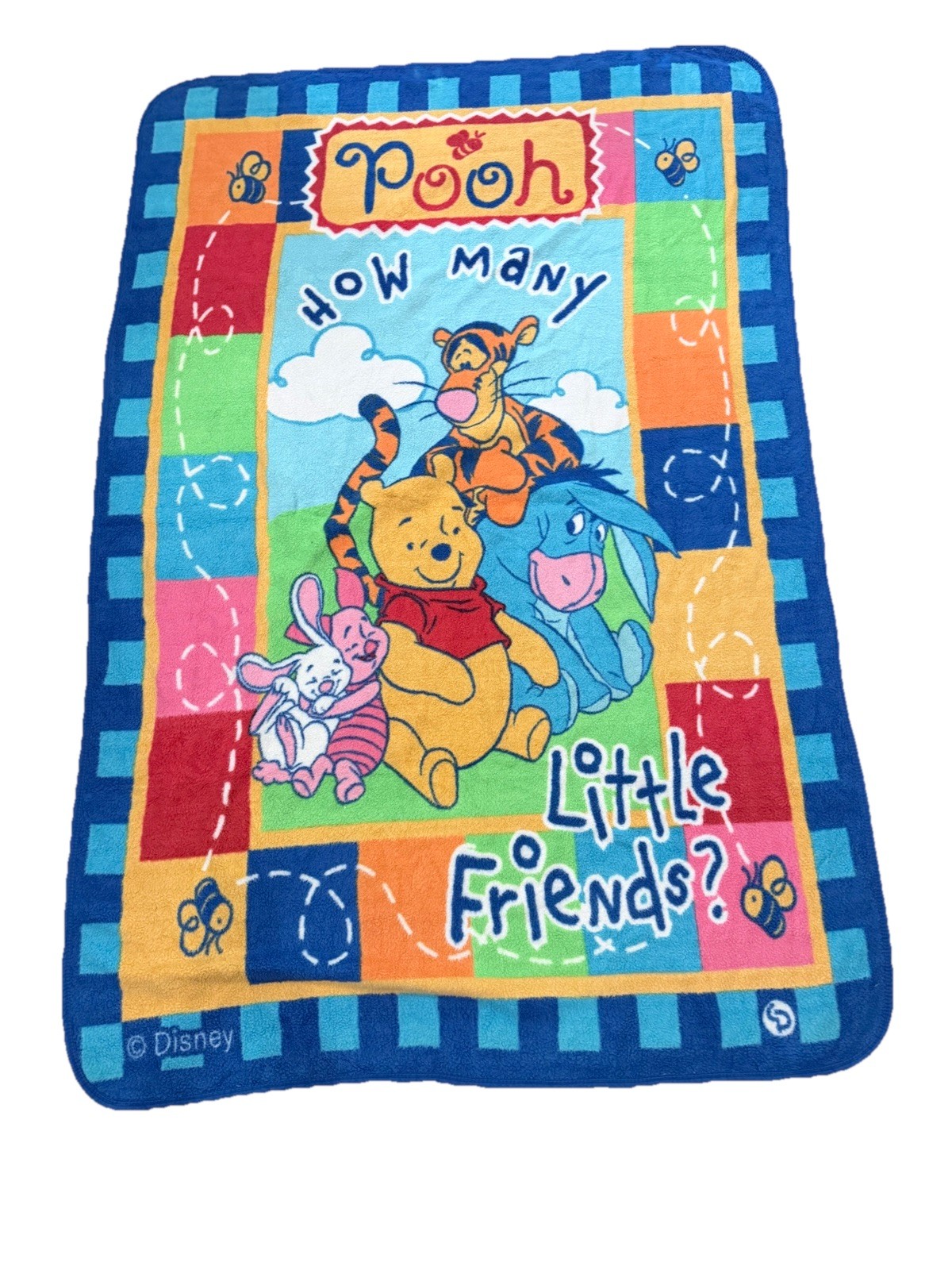 Vintage Disney Winnie the Pooh Twin Blanket Tigger Eeyore Piglet Y2K 60x88