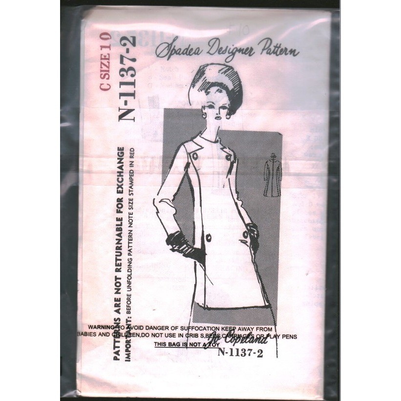 Vintage Spadea Designer Pattern Jo Copeland N-1137-2 Mod Dress Size 10 1960s