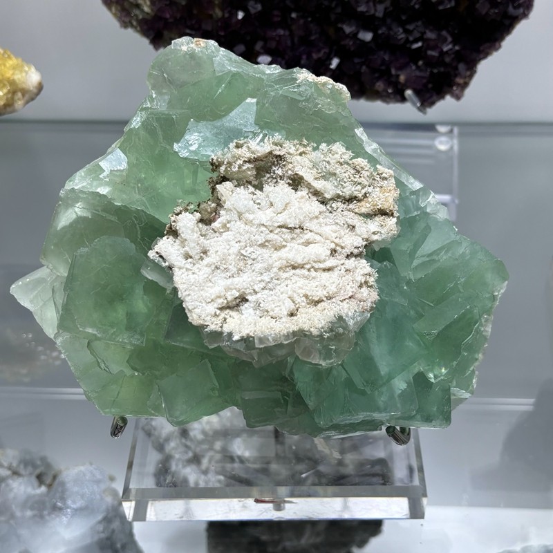 8.4LB Rare Natural Green Fluorite Mineral Specimens Crystal Quartz + Stand AAAA+