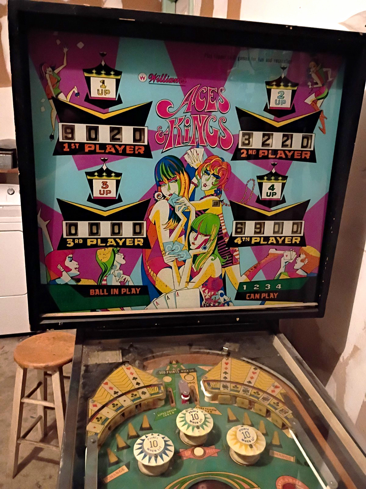 Williams Aces & Kings Pinball Machine 4-Player Vintage Arcade