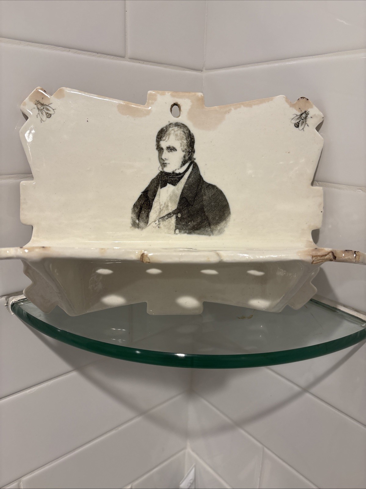 Antique Victorian Porcelain 9 Pipe Rack Tobacco Stand Attributed Walter Scott