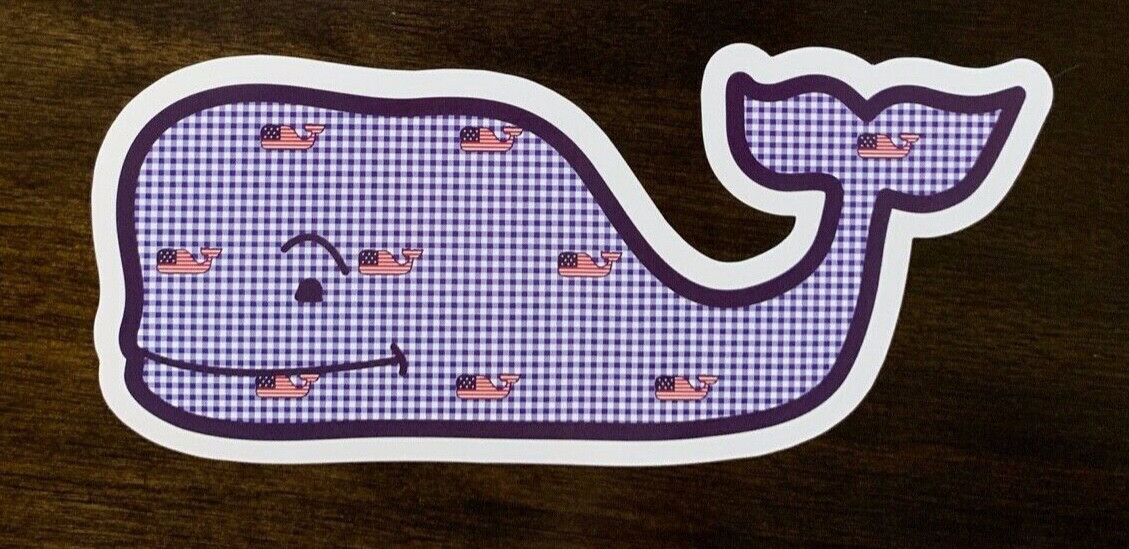 NEW Vineyard Vine Large American Flag Whales Check Sticker Decal
