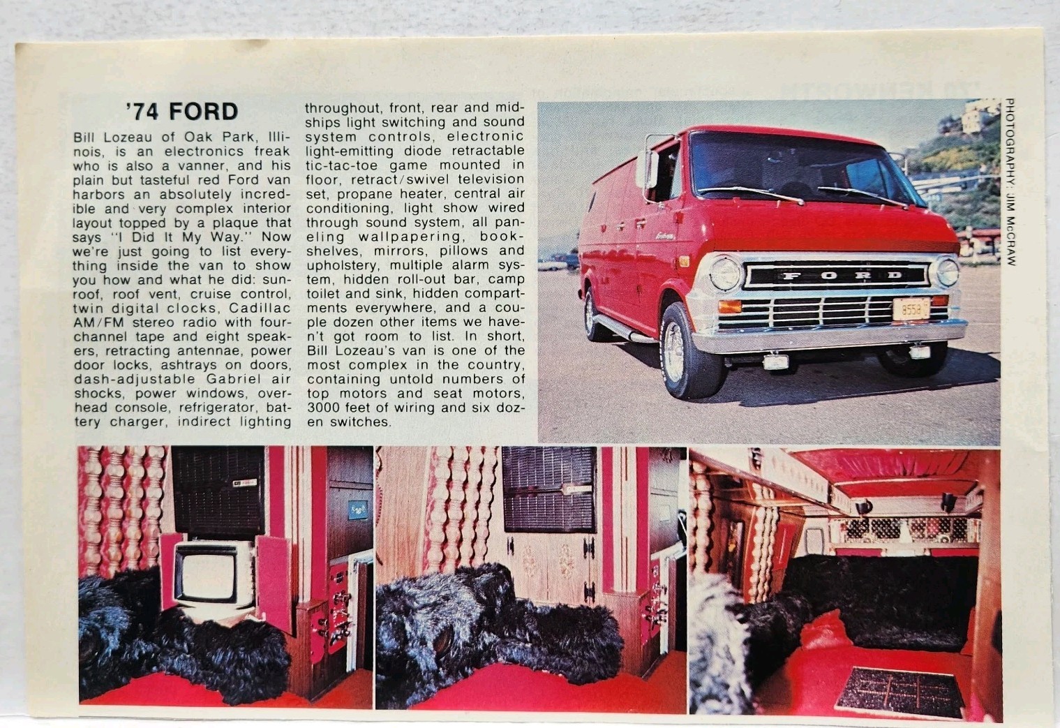 1974 Ford Van Red Custom Groovy Boogie Retro Original Print Ad Hot Rod Magazine