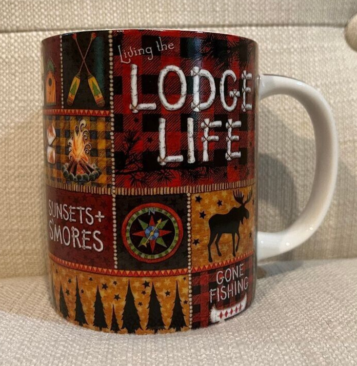 Cape Shore Multi color LODGE LIFE Ceramic Coffee Tea Cup Mug, Pre Owned
