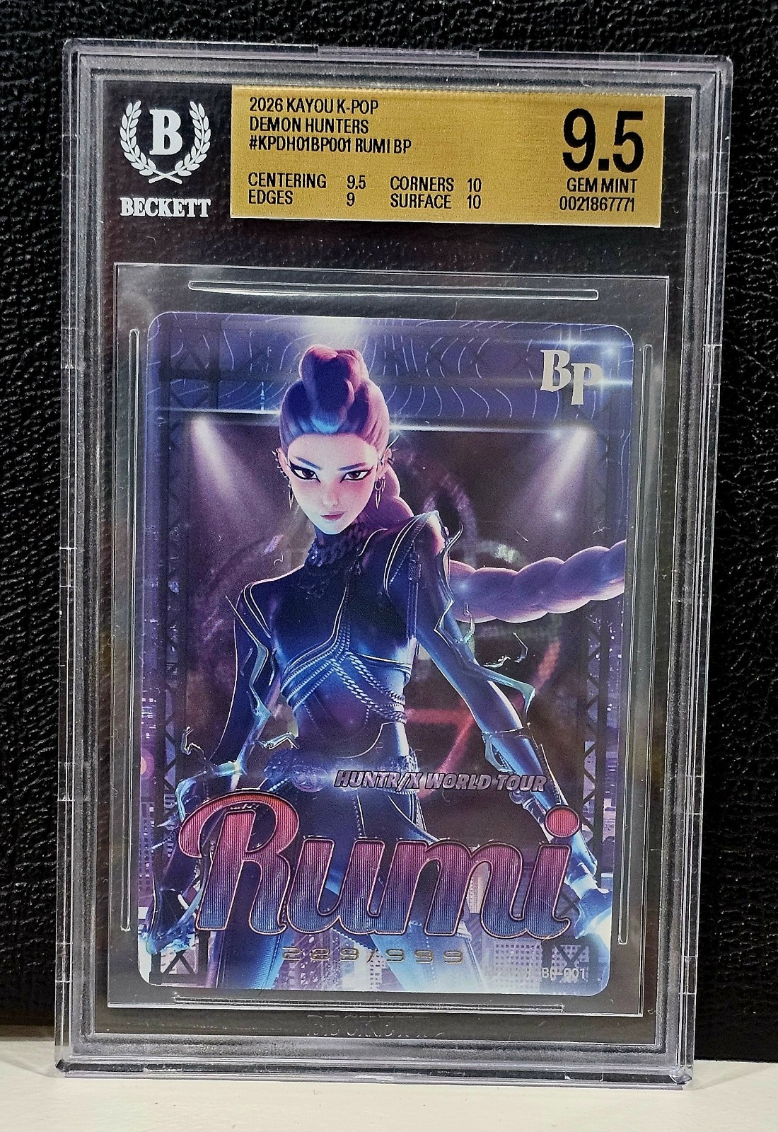 2026 Kayou K-POP Demon Hunters BP Rumi 229/999 Serialized Card BGS 9.5 GEM MT