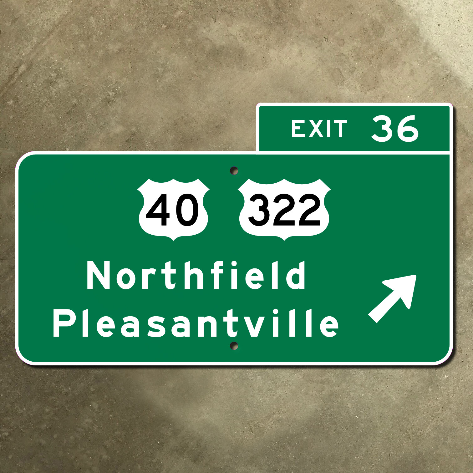 New Jersey parkway exit 36 Northfield US highway 40 322 road sign Garden 15x9