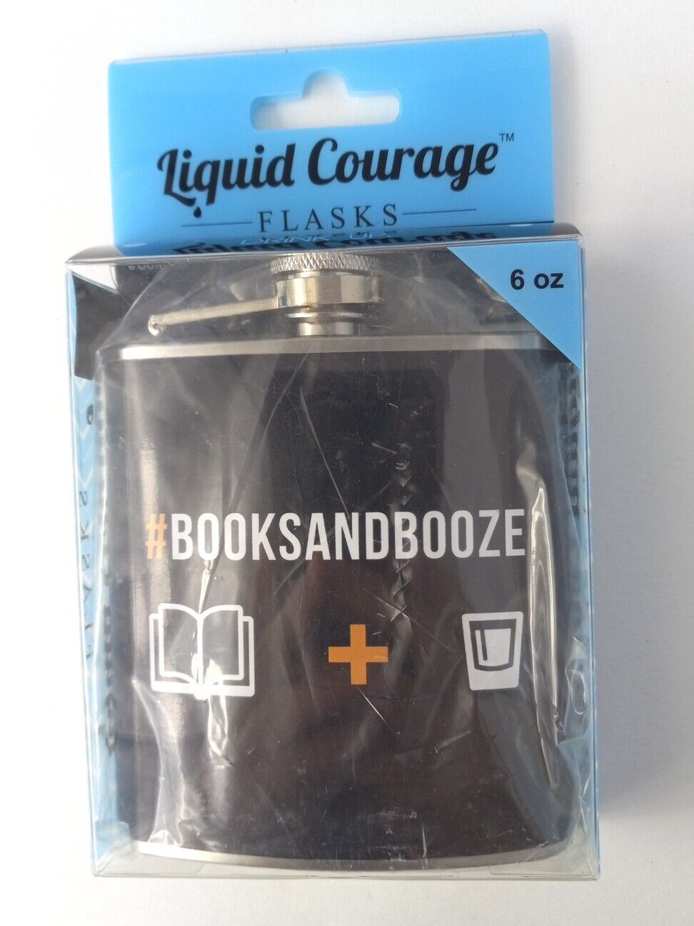 Liquid Courage Flask #BooksandBooze Stainless Steel 6 Oz 4.75x3.5