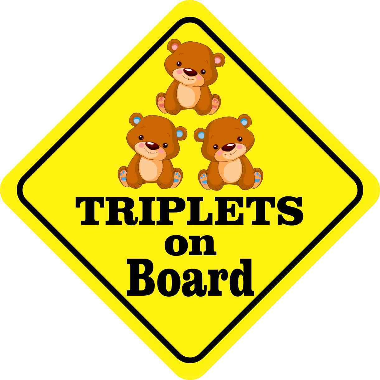 8x8 One Girl Two Boys Triplets on Board Sticker Car Truck Vehicle Bumper Decal