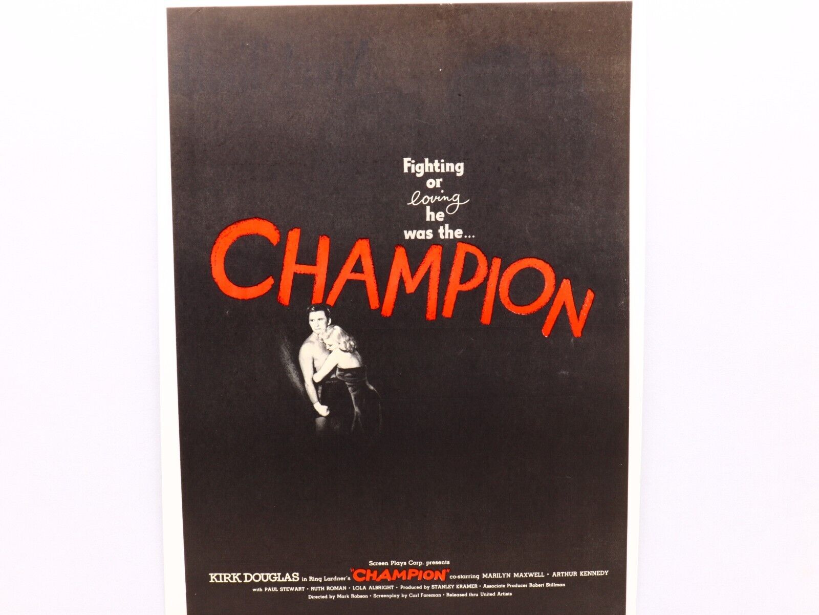 Champion 1949 Movie Ad Starring Kirk Douglas, Original Ad.