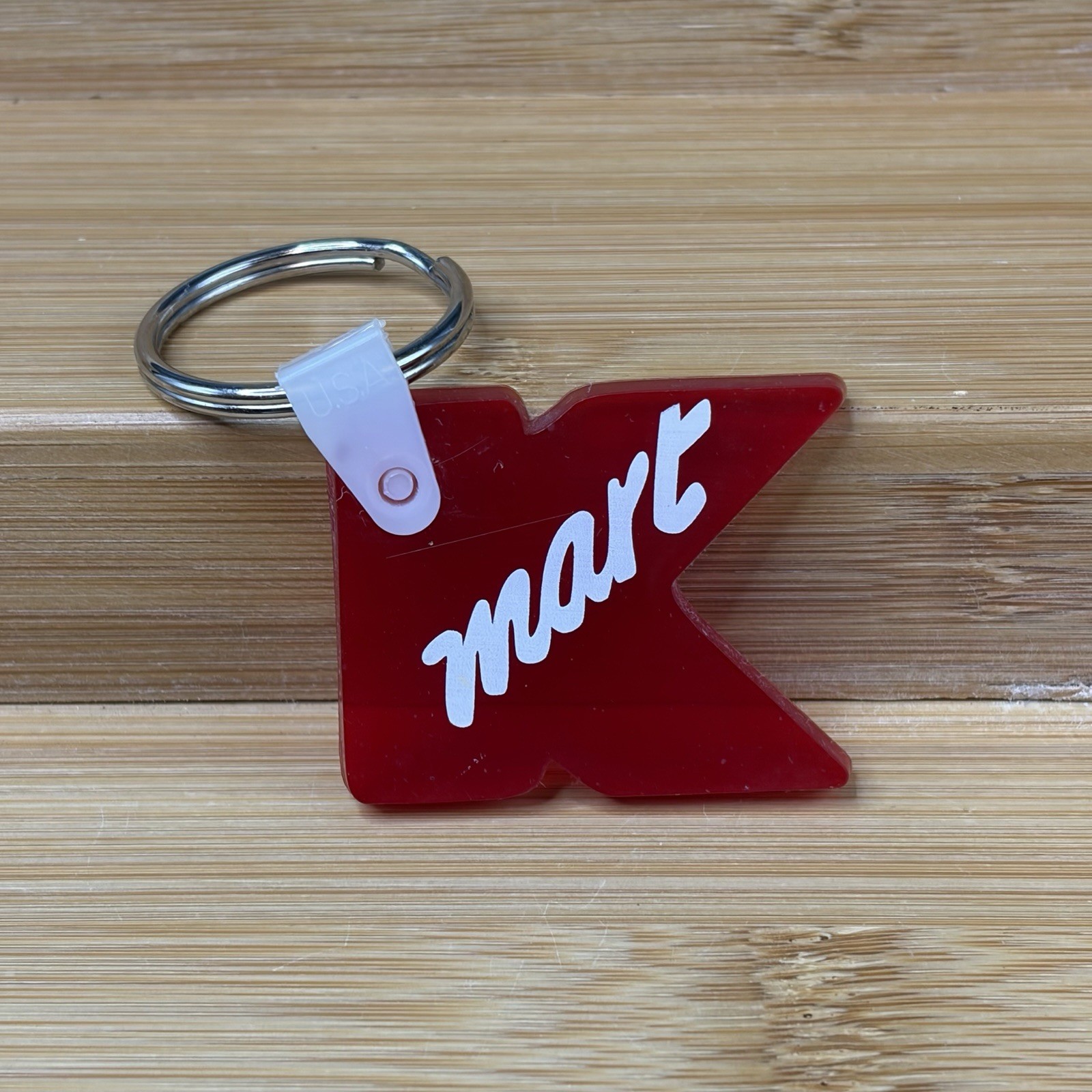 Vintage Kmart Red Acrylic K Logo Keychain 1990s Retail Store Promo Collectible 