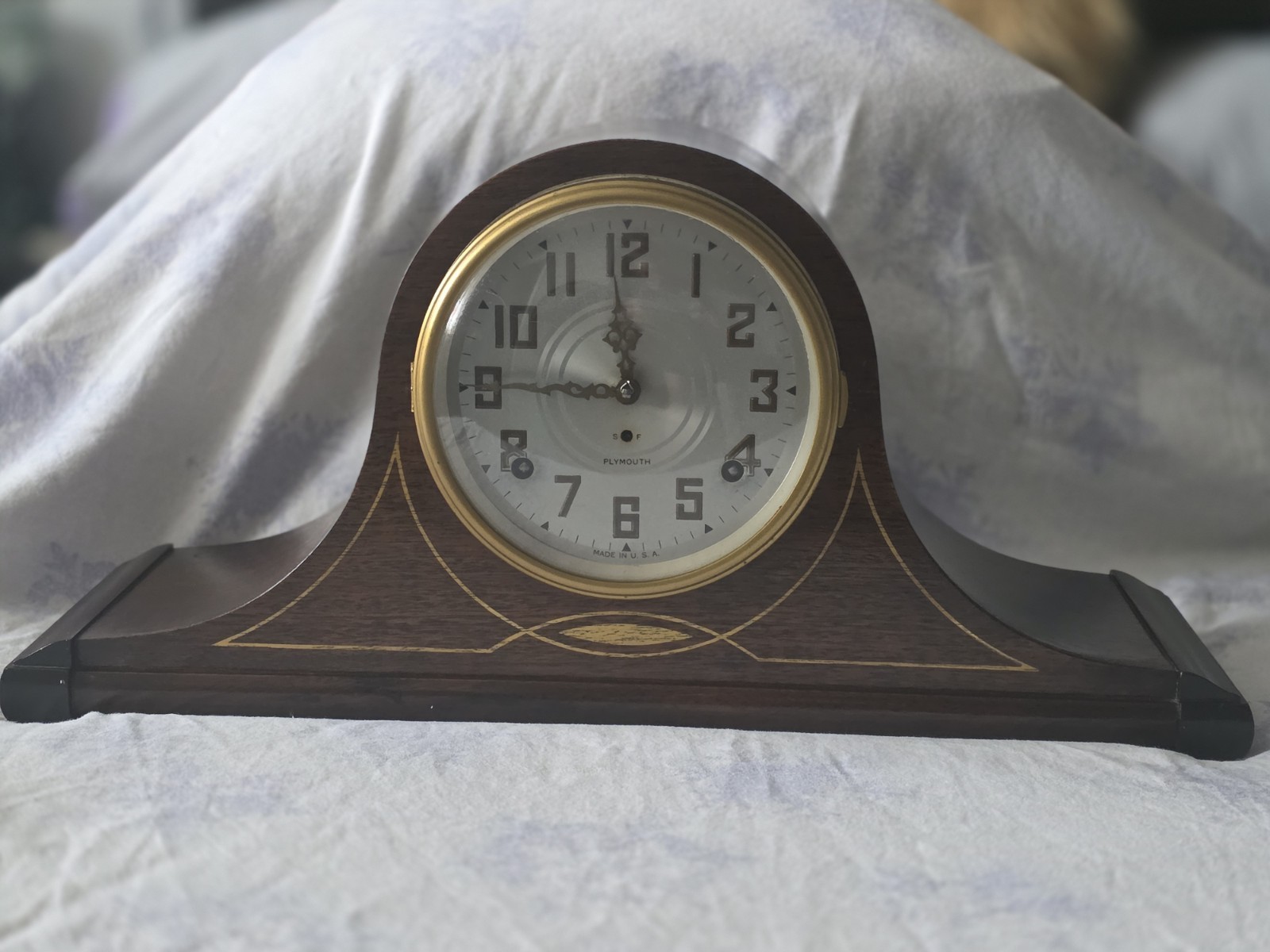 Antique Plymouth Mantel Clock with Original Key – Working – c. 1940s – 