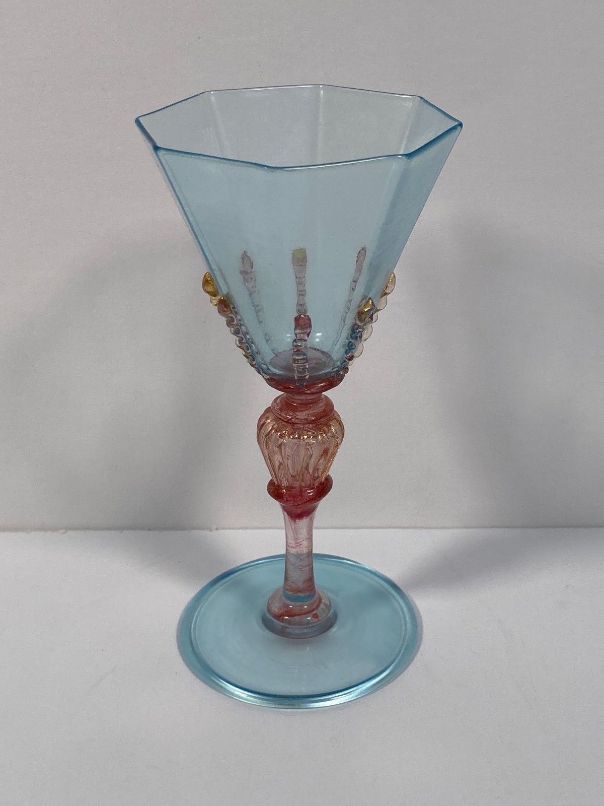 VTG Antique Pink & Blue Salviati Italy Venetian Art Glass Murano Italy 5