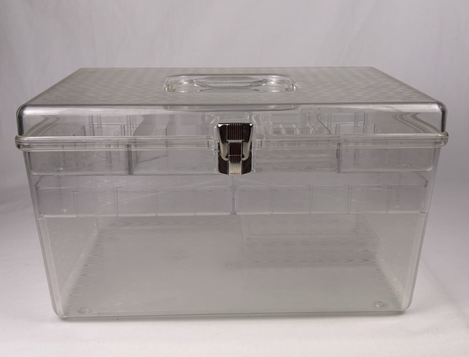 VTG Wil-Hold Clear Plastic Sewing Box Wilson Mfg Corp Double Trays Bobbin Tray 