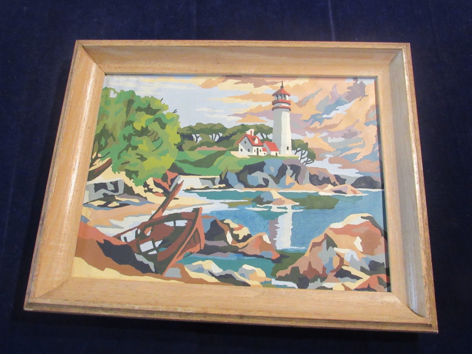 Vtg PBN Paint by Numbers Nautical Lighthouse Ship Coastal Landscape Art MCM AT Vtg PBN Paint by Numbers Nautical Lighthouse Ship Coastal Landscape Art MCM AT