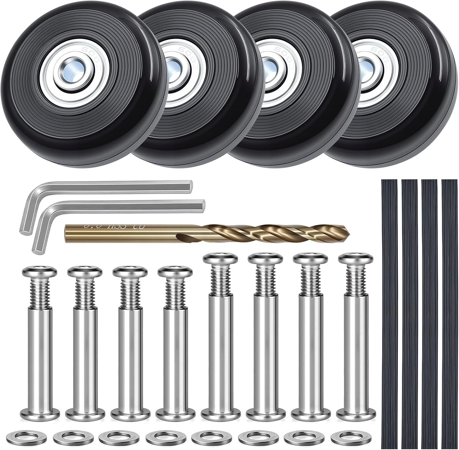 4 Sets Luggage Wheels Replacement Kit - Compatible with Samsonite and Other Inli 4 Sets Luggage Wheels Replacement Kit - Compatible with Samsonite and Other Inli