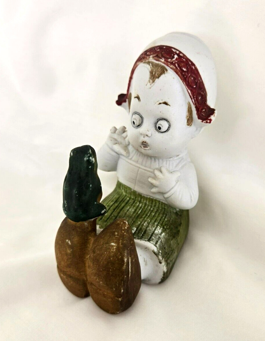 Antique bisque googly eye girl, GERMANY GES GESCH, SO CUTE SHE'S LOOKING AT FROG