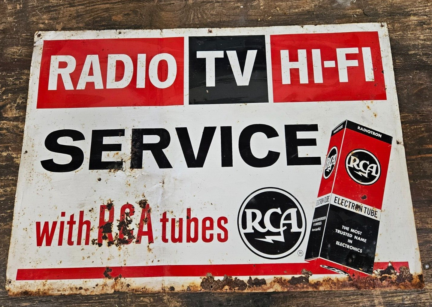 Antique RCA Radio Tv Wi-Fi Service Repair Sign Advertisement Electron tube