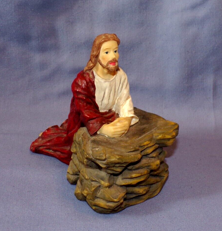 Jesus Praying on a Rock Catholic Christian Statue Figurine 3\