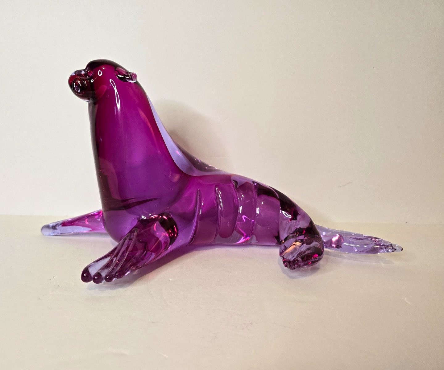 Vintage Murano Neodymium Glass Sea Lion Sculpture - 12\