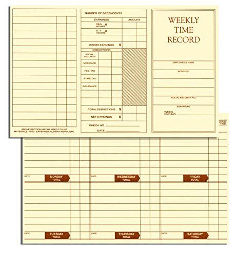 - Weekly Employee Pocket Size Time Cards