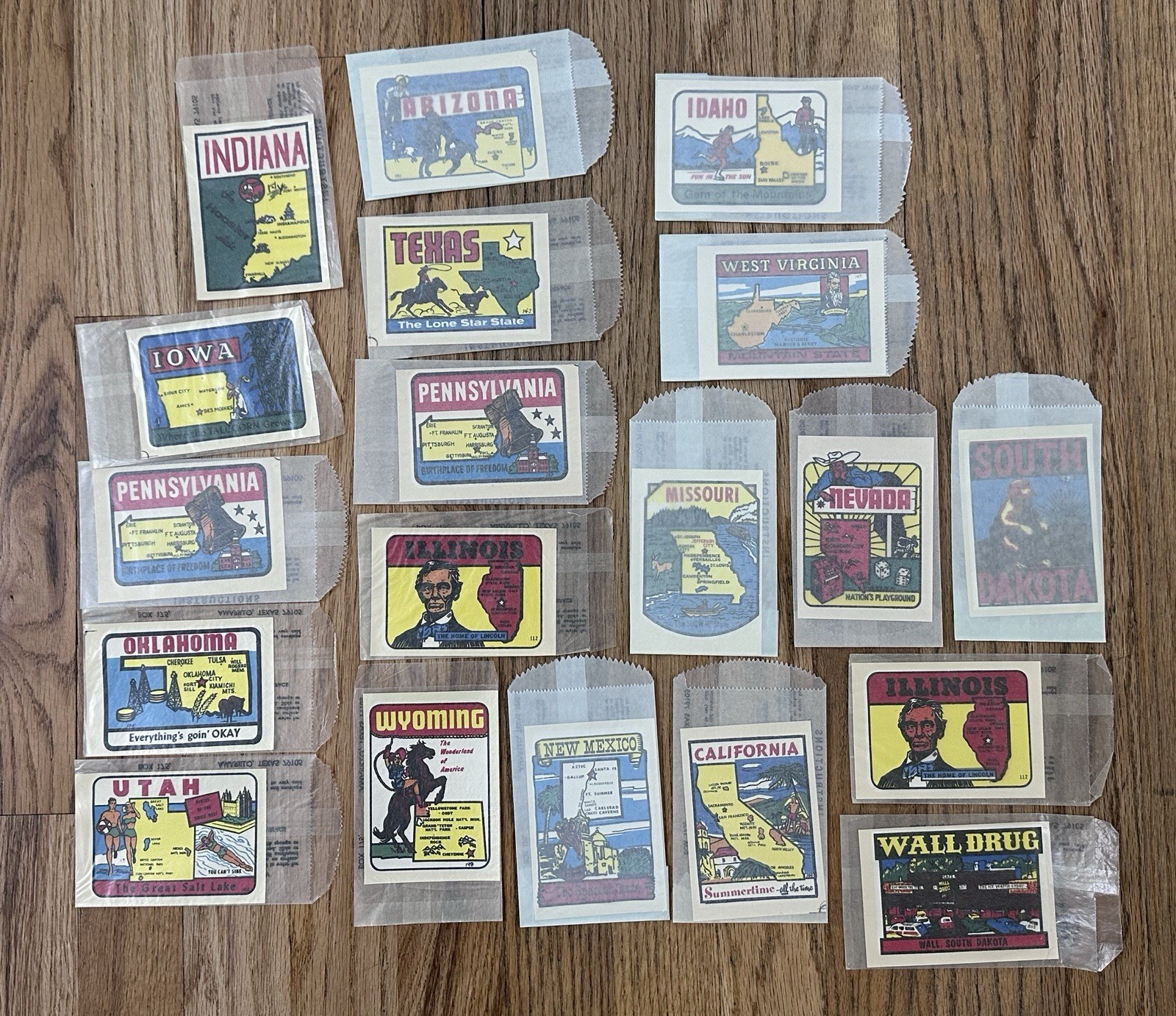 VTG 1950\'s Travel States Souvenir Decals Stickers Cheeky Roadside America Lot 19
