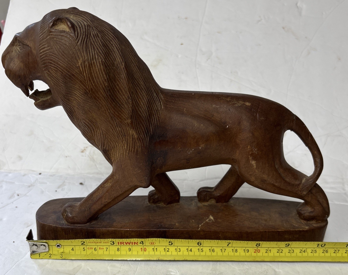 Vintage Hand Carved Wood Lion Full Body 10x8 Inch
