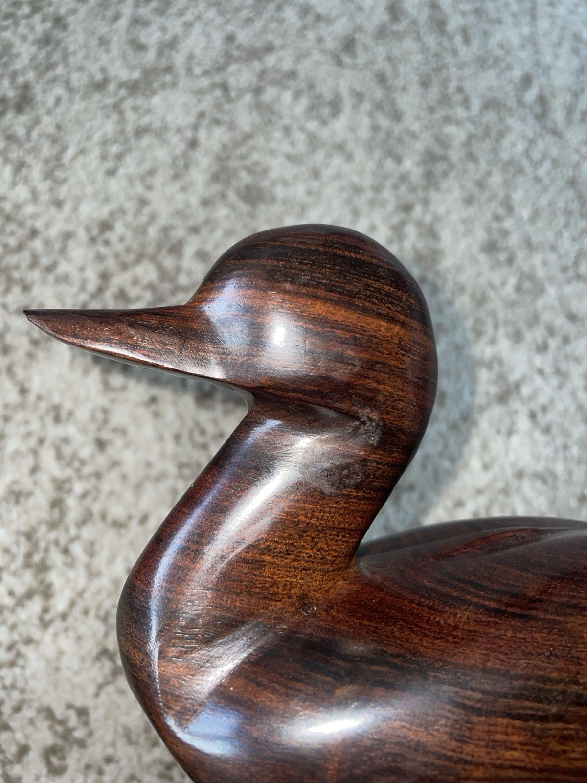 Hand-Carved Rosewood Duck Sculpture