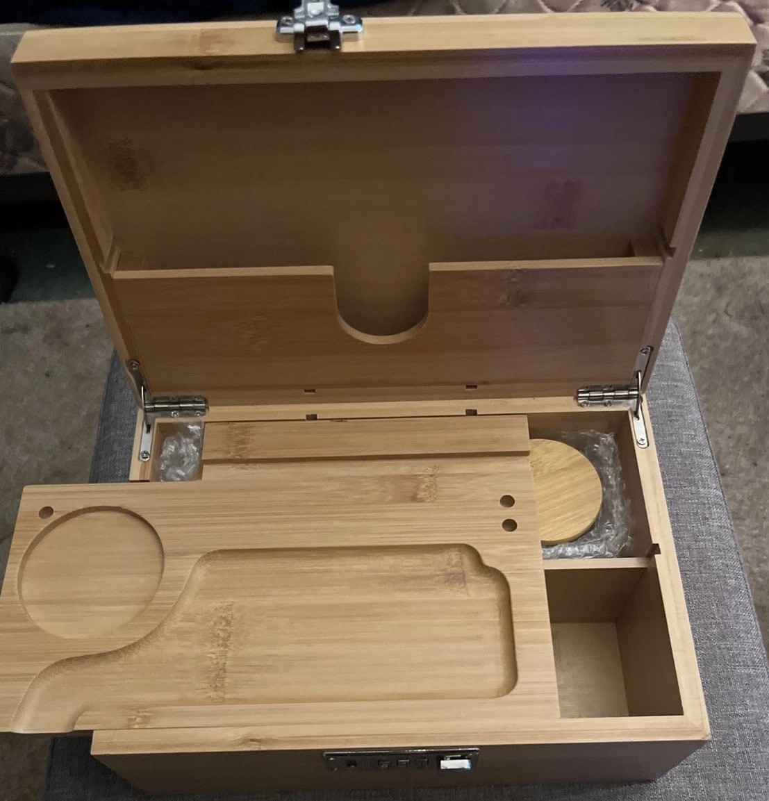 Smell Proof Bamboo Stash Box With Containers Accessories And Lock Smell Proof Bamboo Stash Box With Containers Accessories And Lock