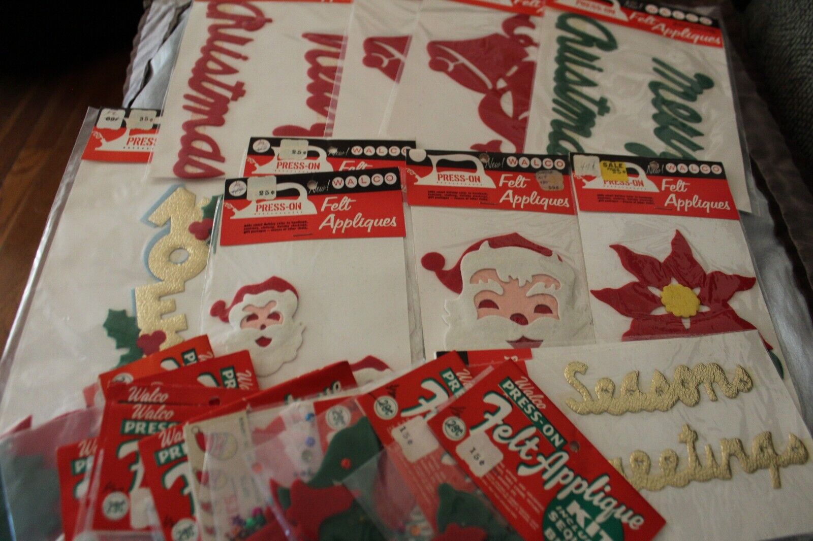 Vintage Lot of 23 Pks Walco Christmas Felt Kits Santa Trees Bells Crafts
