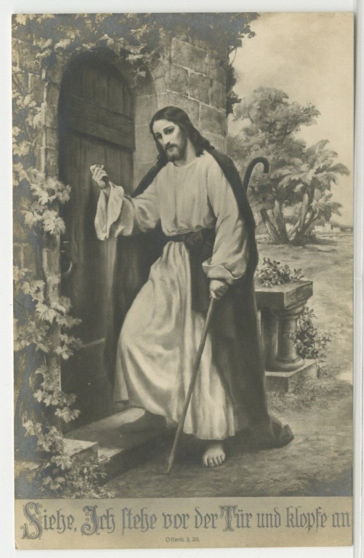 GERMANY Postcard - Religious / Christian Jesus Christ At Door c1930s vintage 09