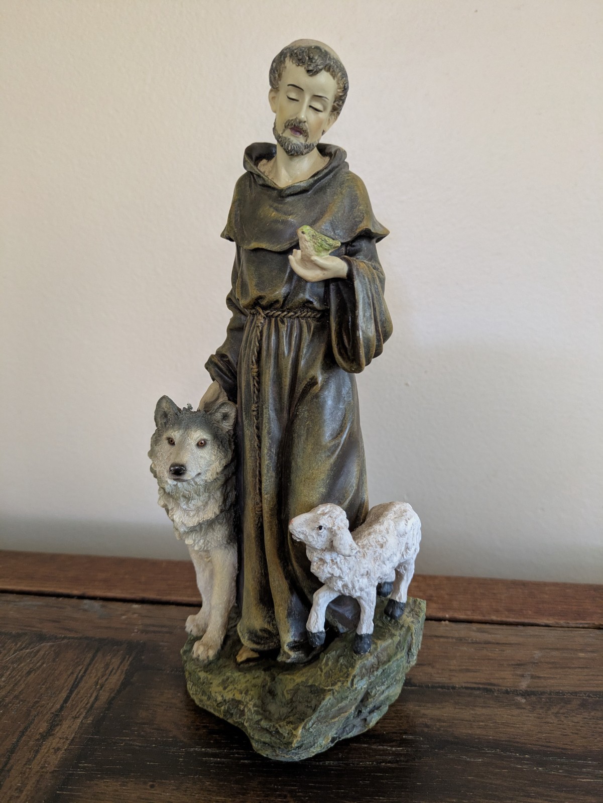 Saint Francis Devotional Statue With Wolf and Lamb, Roman, Inc 2004 
