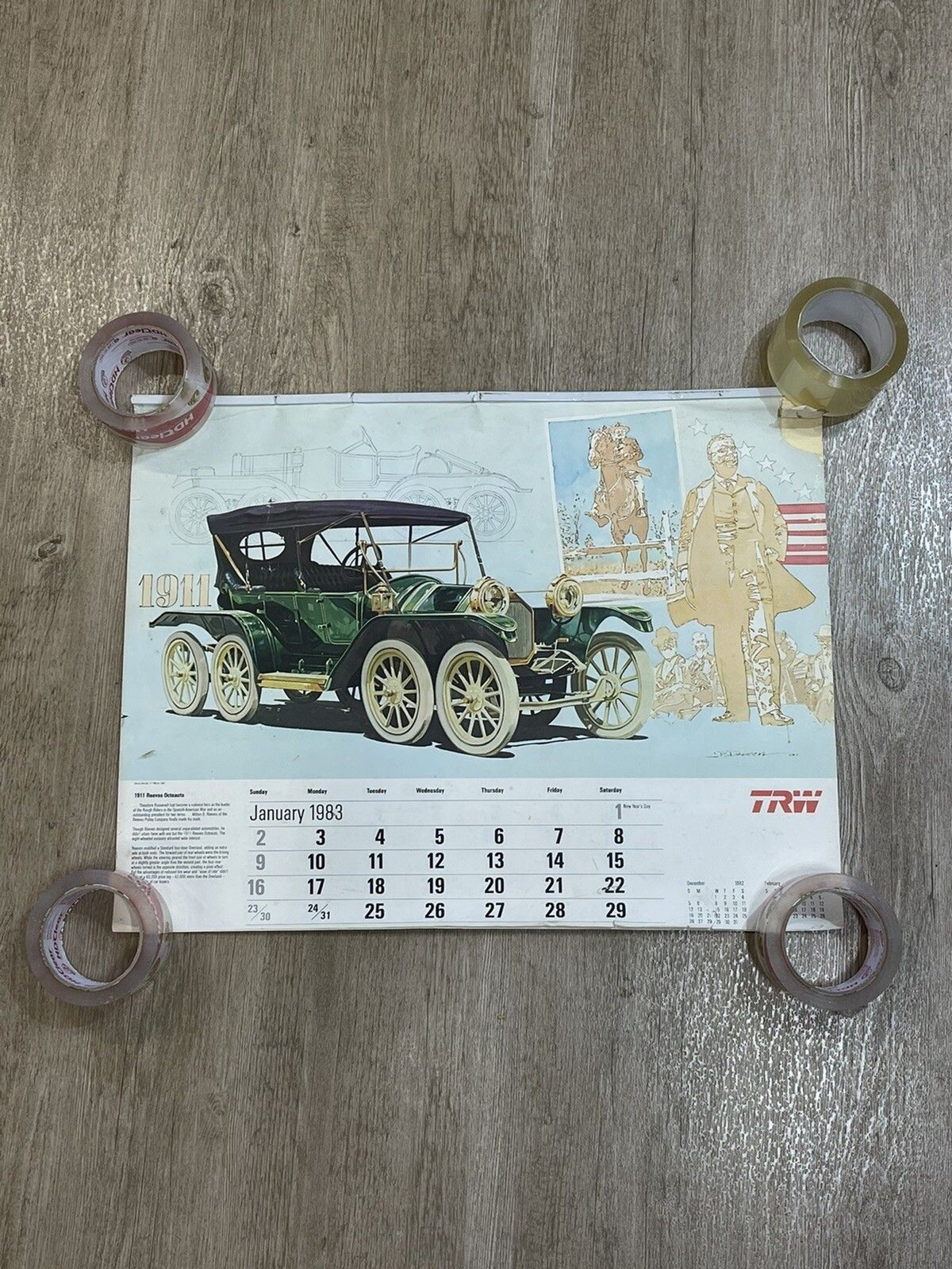 TRW 1983 Automotive America Calendar 1911-1983 Model Cars Wasp Bucciali Phantom