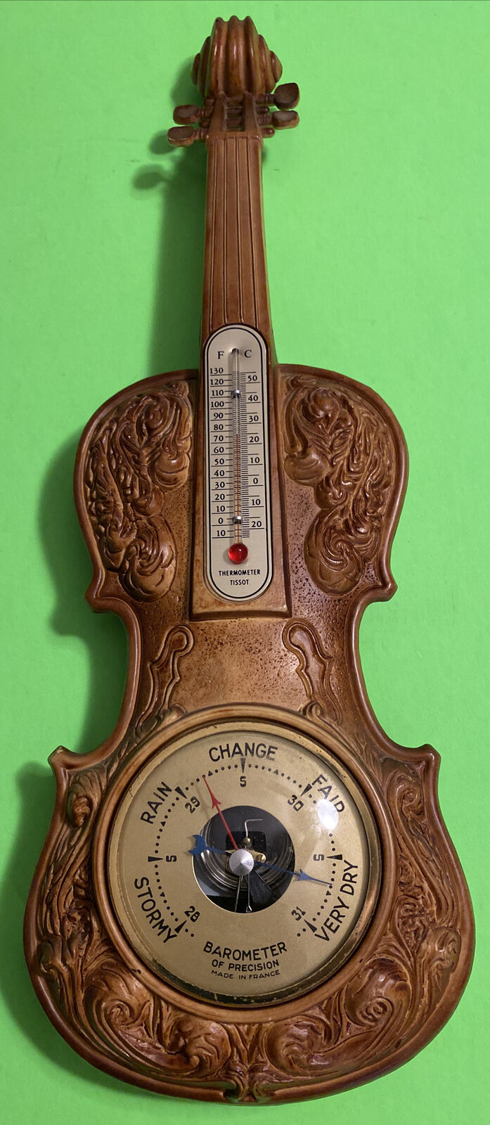Vintage Tissot Violin Shaped Barometer and Thermometer *RARE*