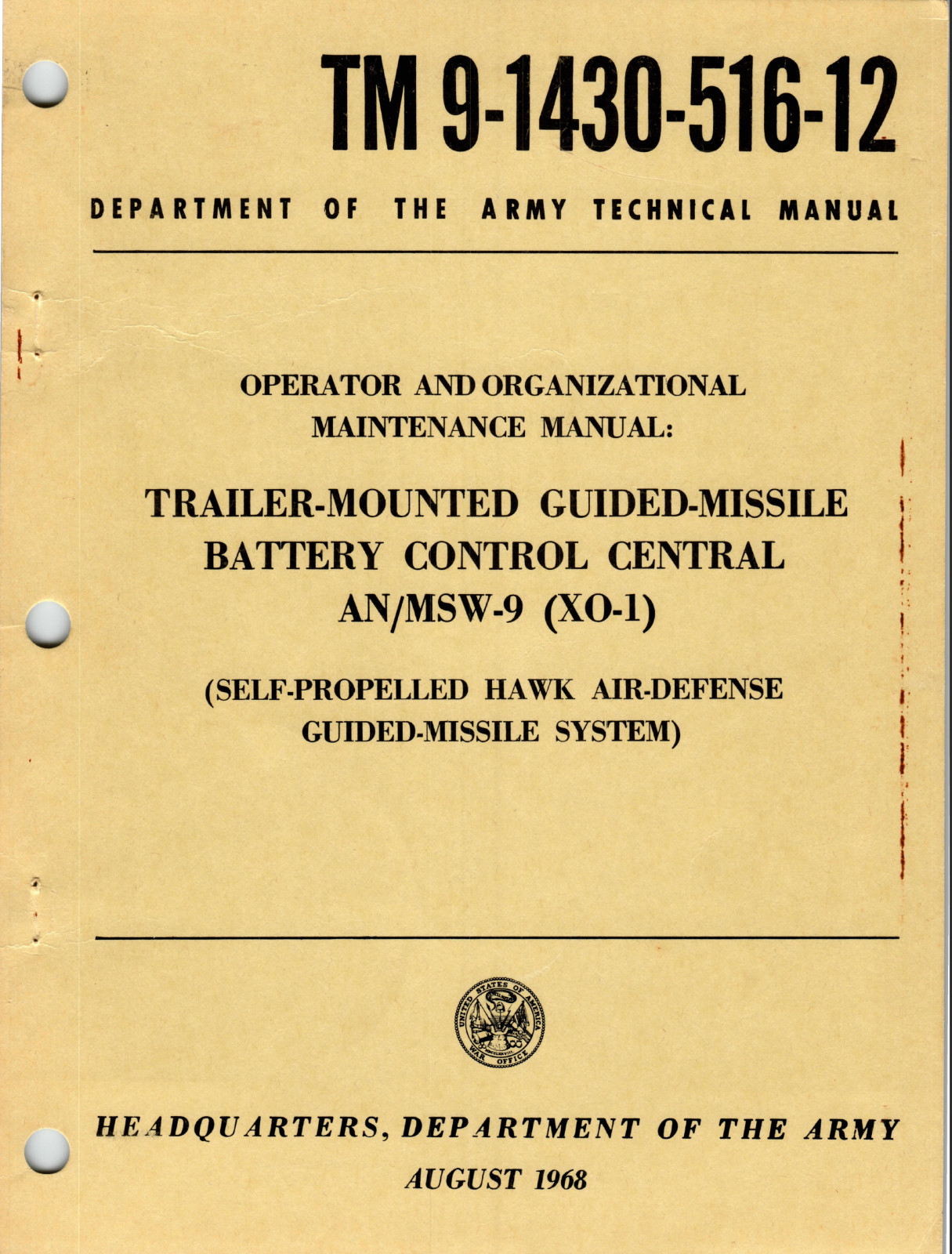 164 Page TM 9-1430-516-12 GUIDED MISSILE CONTROL AN/MSW-9 ADA HAWK on Data CD