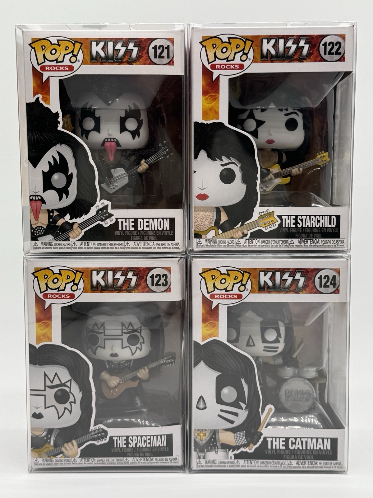 Funko Pop Rocks KISS Complete Set of 4 The Demon Starchild Spaceman Catman Boxed Funko Pop Rocks KISS Complete Set of 4 The Demon Starchild Spaceman Catman Boxed
