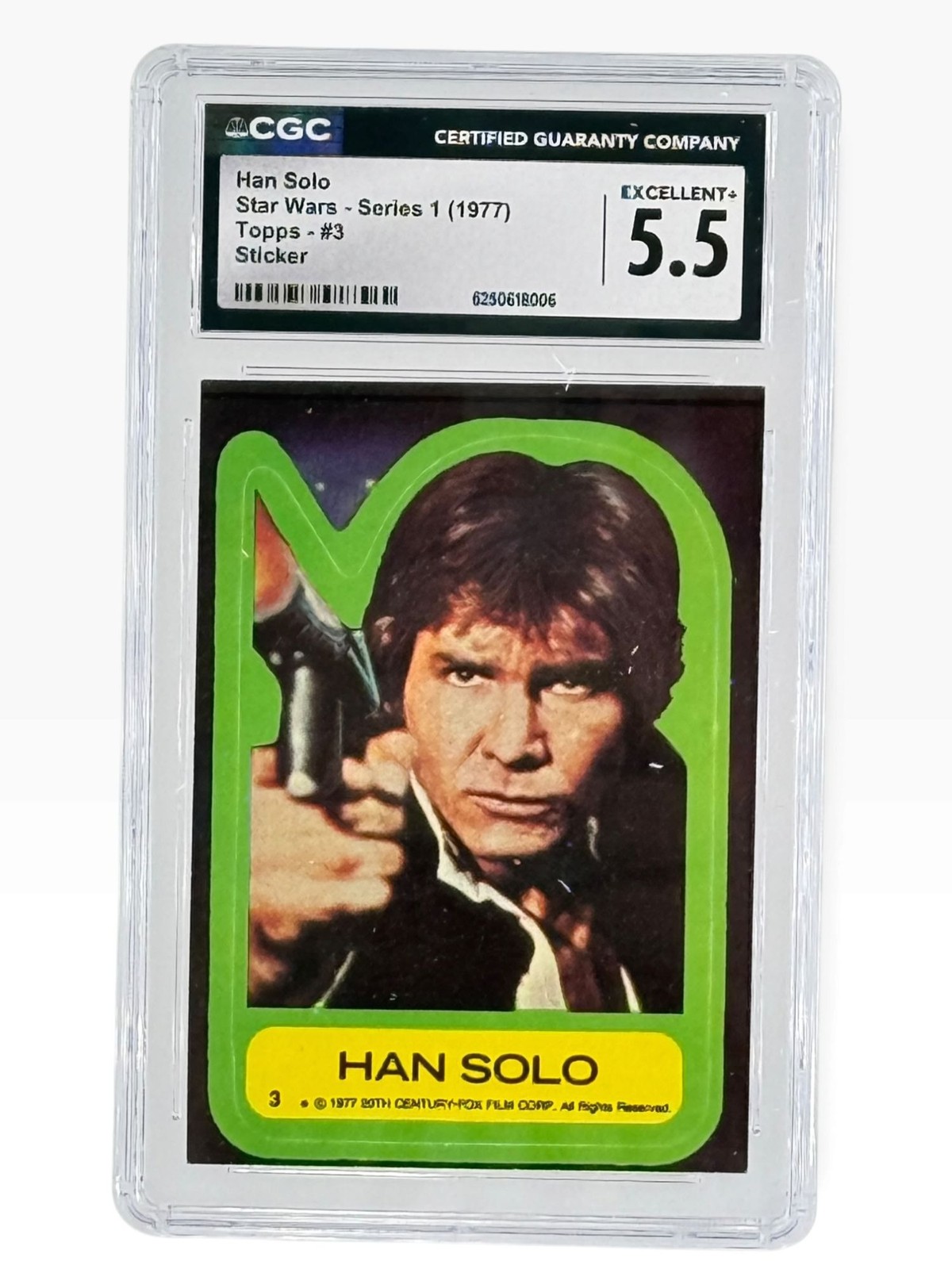Han Solo Star Wars Series 1 (1977) Topps #3 Rookie Sticker CGC Graded 5.5 