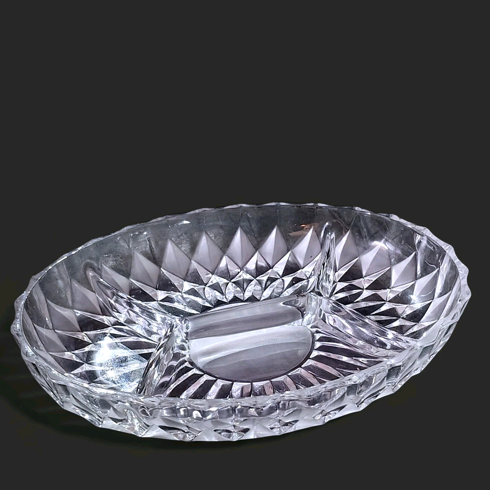 European Classics Divided Relish Tray 4 Section Glass Serving Platter