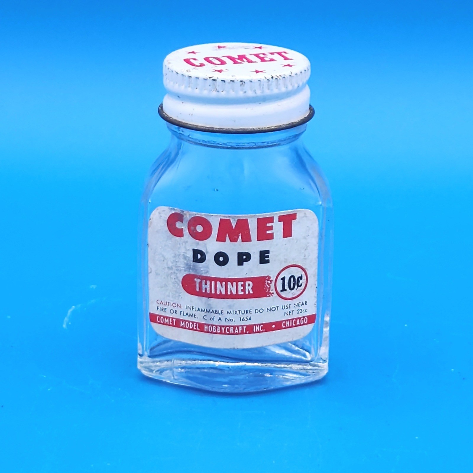 Vintage Empty Comet Model Hobbycraft Dope Thinner Glass Bottle Chicago