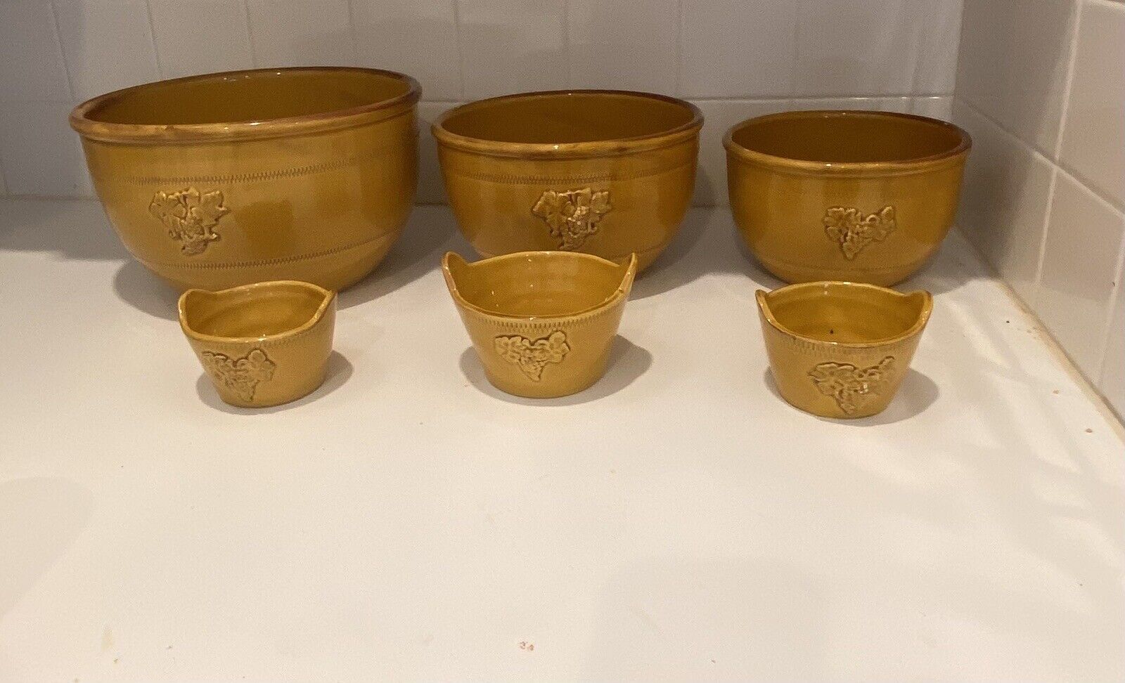 Vintage Italian Ceramiche Alfa Pottery Bowls Pumpkin Orange 6 Piece Lot