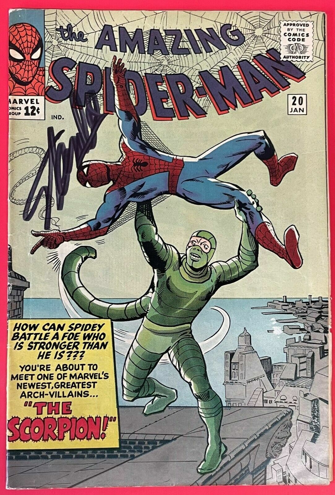 The Amazing Spiderman #20, First Appearance Of Scorpion, Signed by Stan Lee