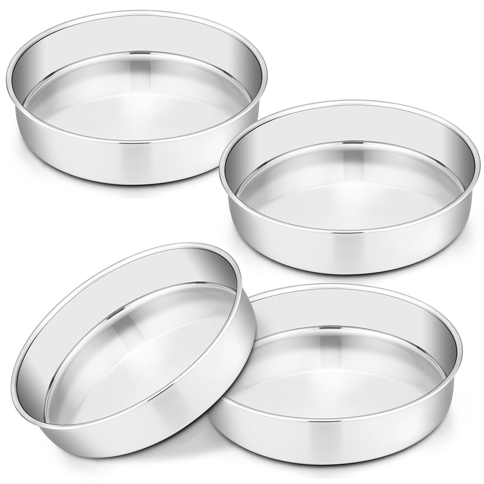 9½ Inch Cake Pan Set of 4, Stainless Steel Round Smash Cake Pans for Baking B...