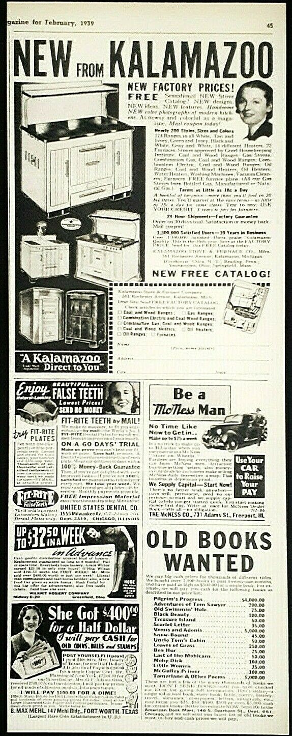 Kalamazoo stove company ad Vintage 1939 original advertisement 13 x 5 inches