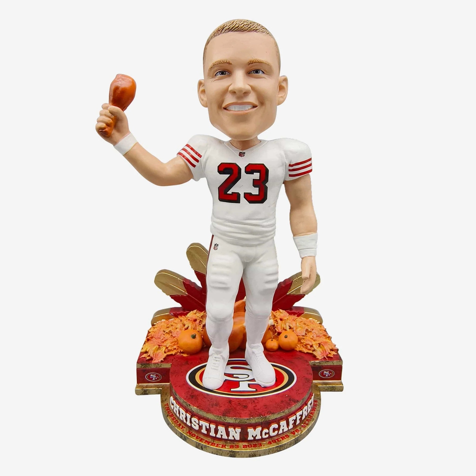 Christian McCaffrey San Francisco 49ers Thanksgiving Turkey Leg Bobblehead