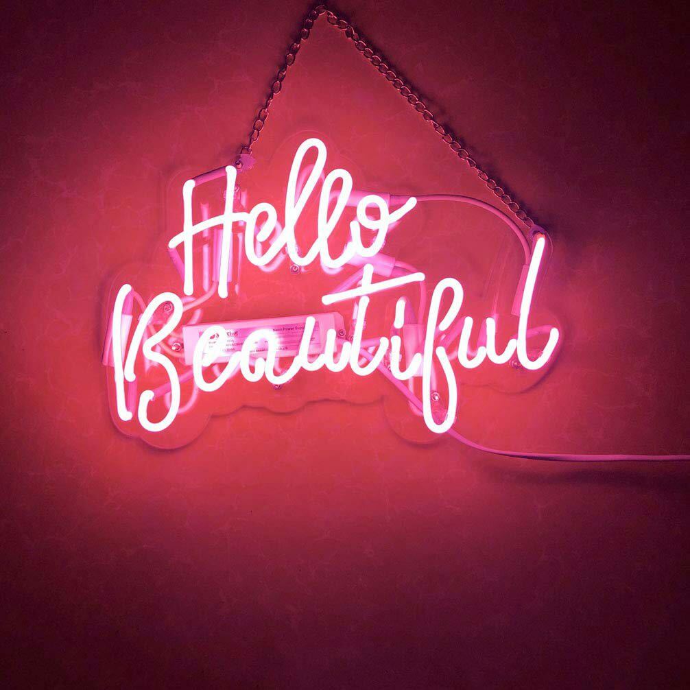 Dimmable Hello Beautiful Pink Acrylic 17 Dimmable Hello Beautiful Pink Acrylic 17