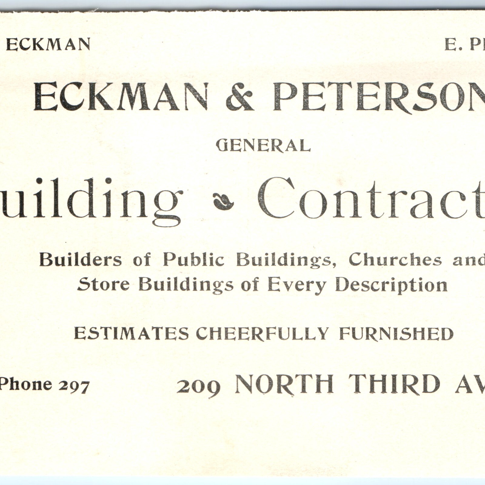 Vtg 1904 Marshalltown IA CH Eckman Peterson Building Contractor Print Ad Library Vtg 1904 Marshalltown IA CH Eckman Peterson Building Contractor Print Ad Library