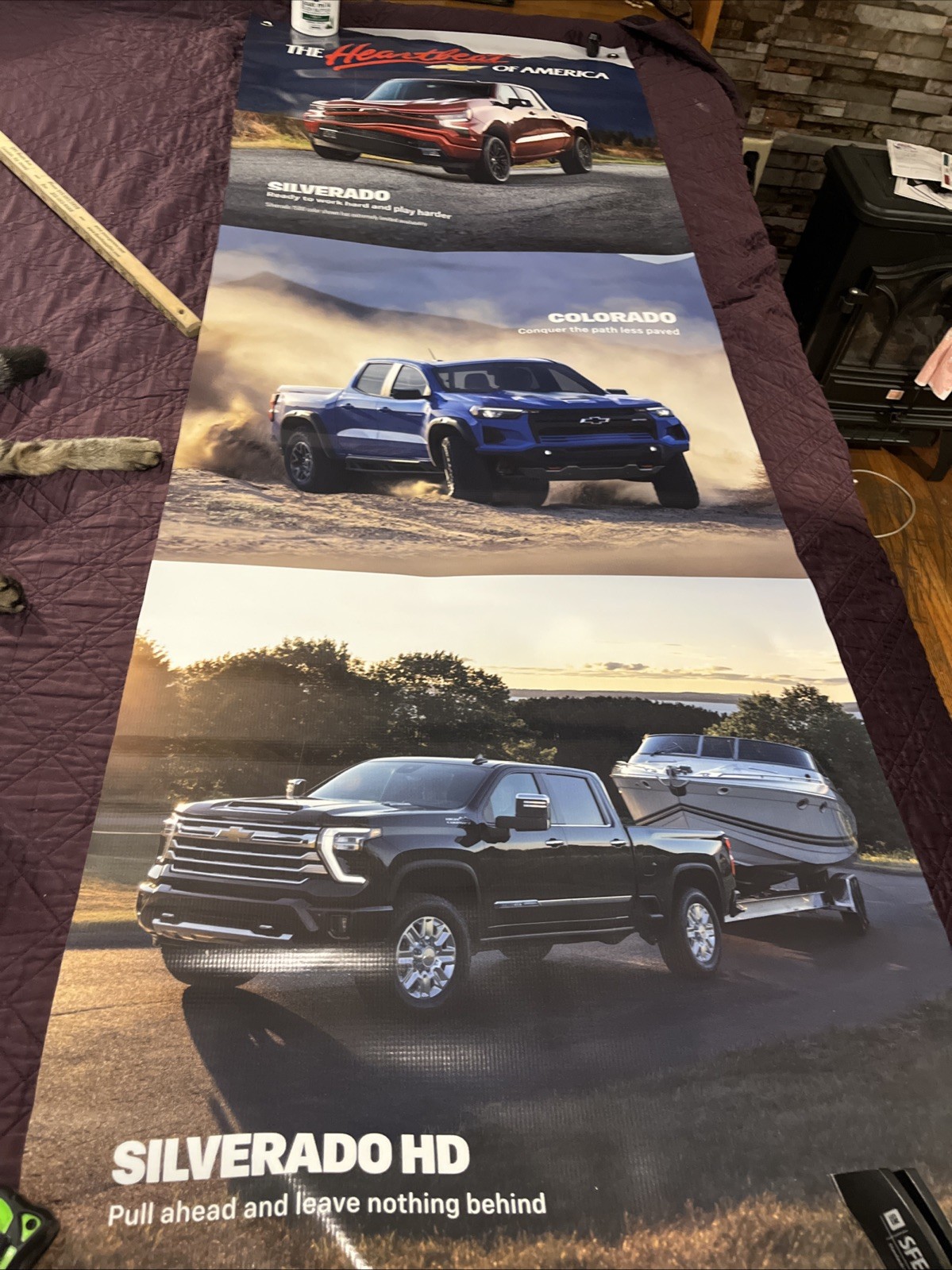 Chevrolet Banner Showroom Dealership 24 in by 68 Huge Vinyl Heartbeat Of America