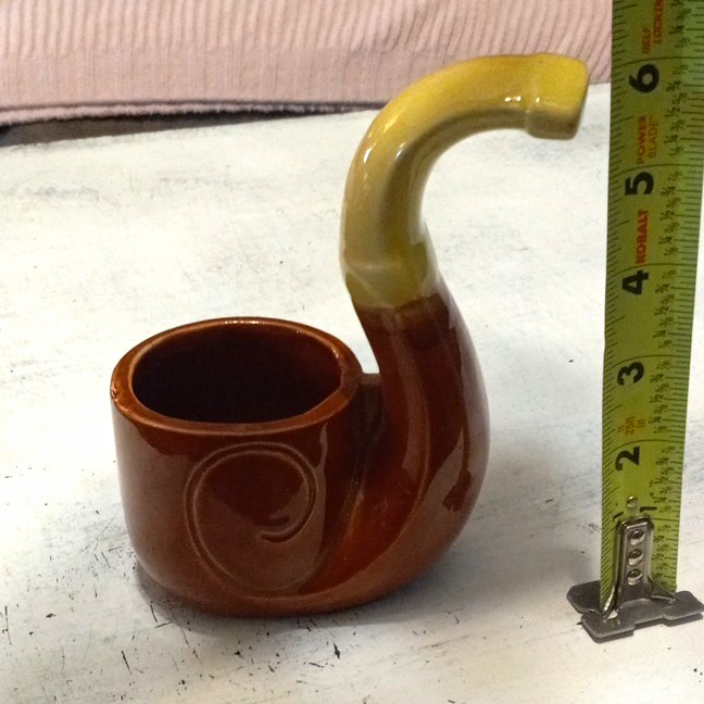 Brown & Beige Ceramic  Pipe, Tobacciana Style Brown/Beige Ceramic Pipe