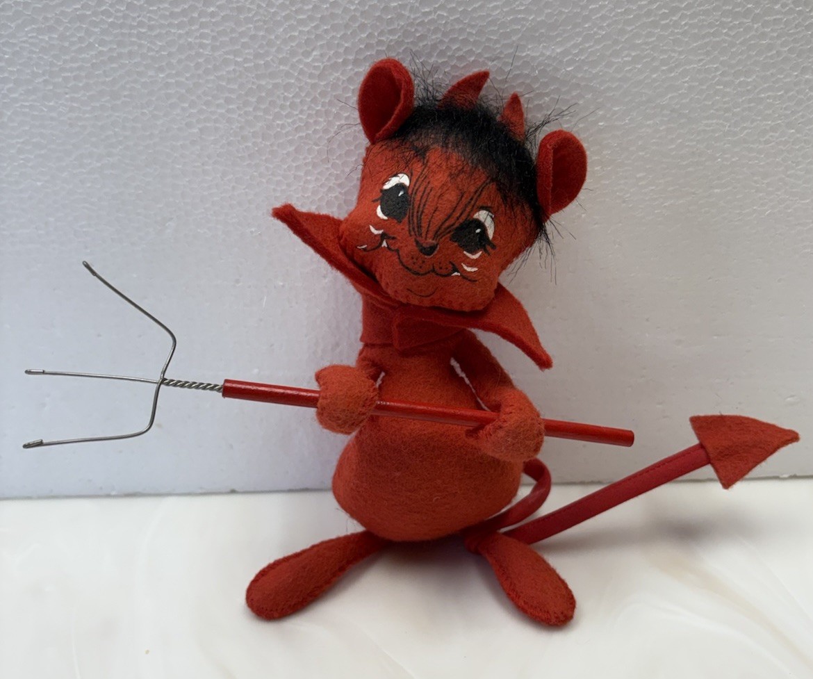 VTG Annalee Doll RED Devil Mouse Halloween 7\
