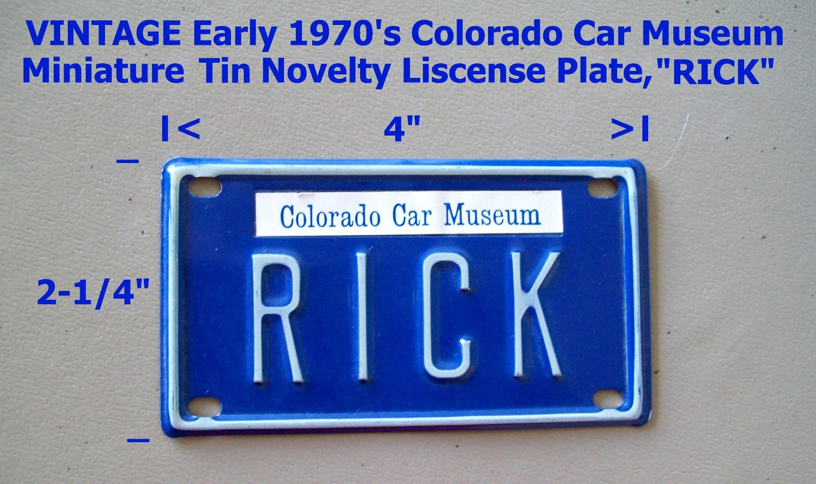 COLORADO CAR MUSEUM, early 70\' Souvenir  Mini 4x2\