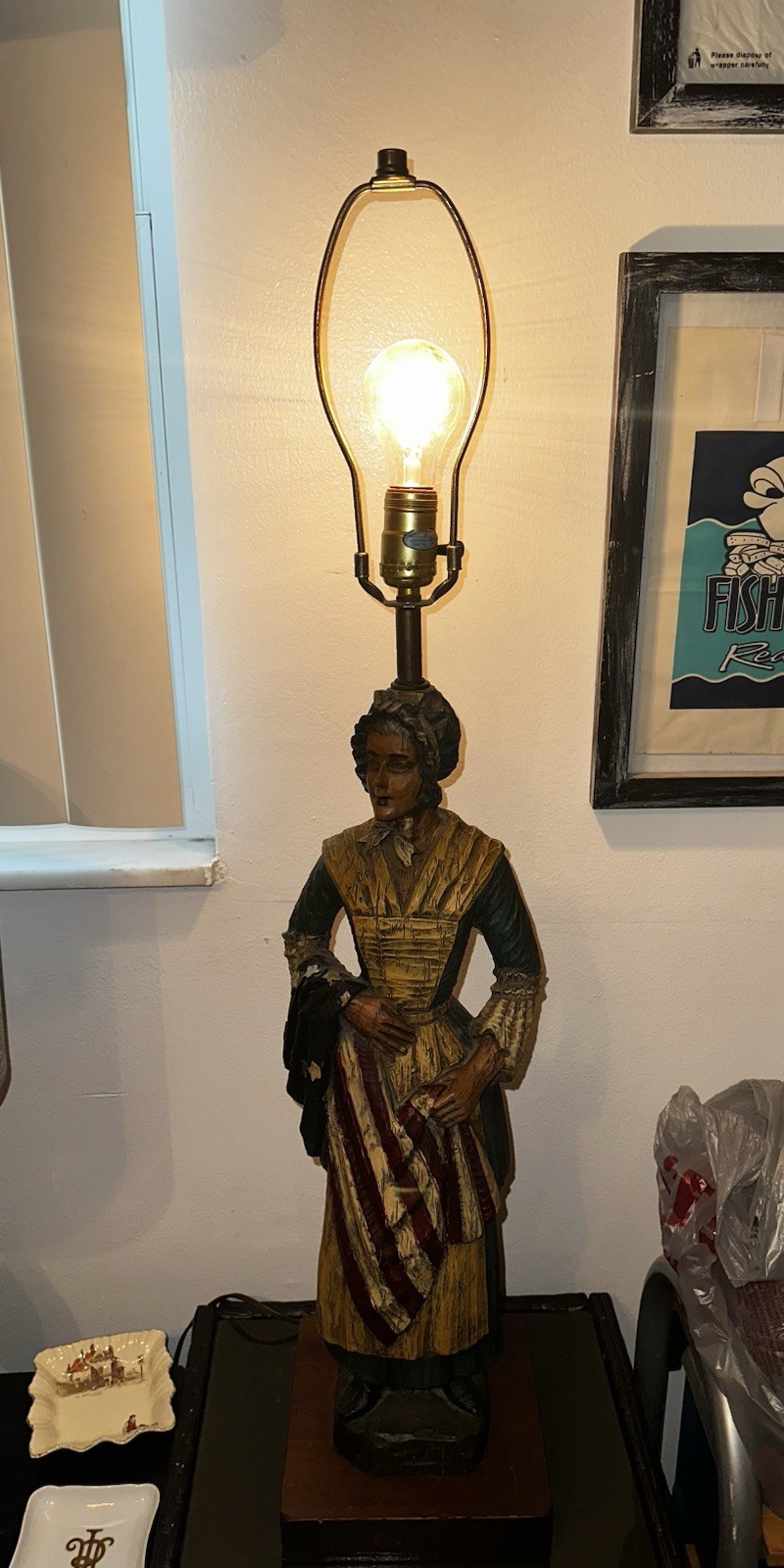 1971 Dunning United States Revolutionary War Betsy Ross Colonial Lamp 35” Tall